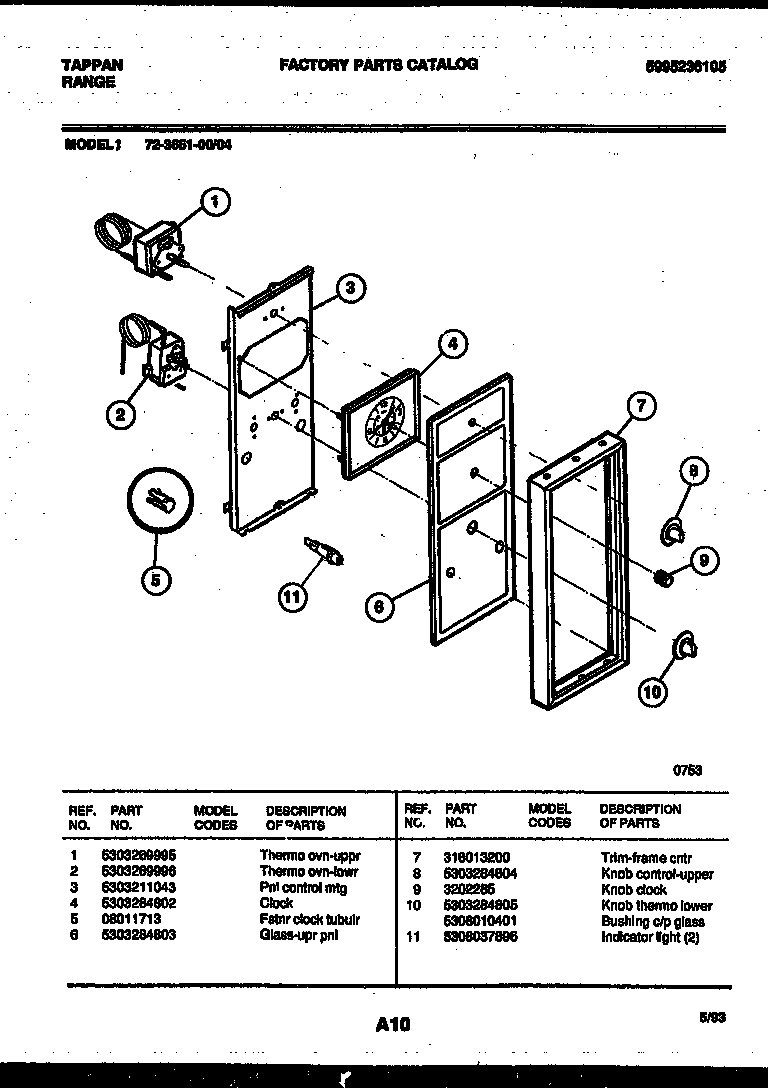 Tappan 72-3651-00-04 control panel diagram