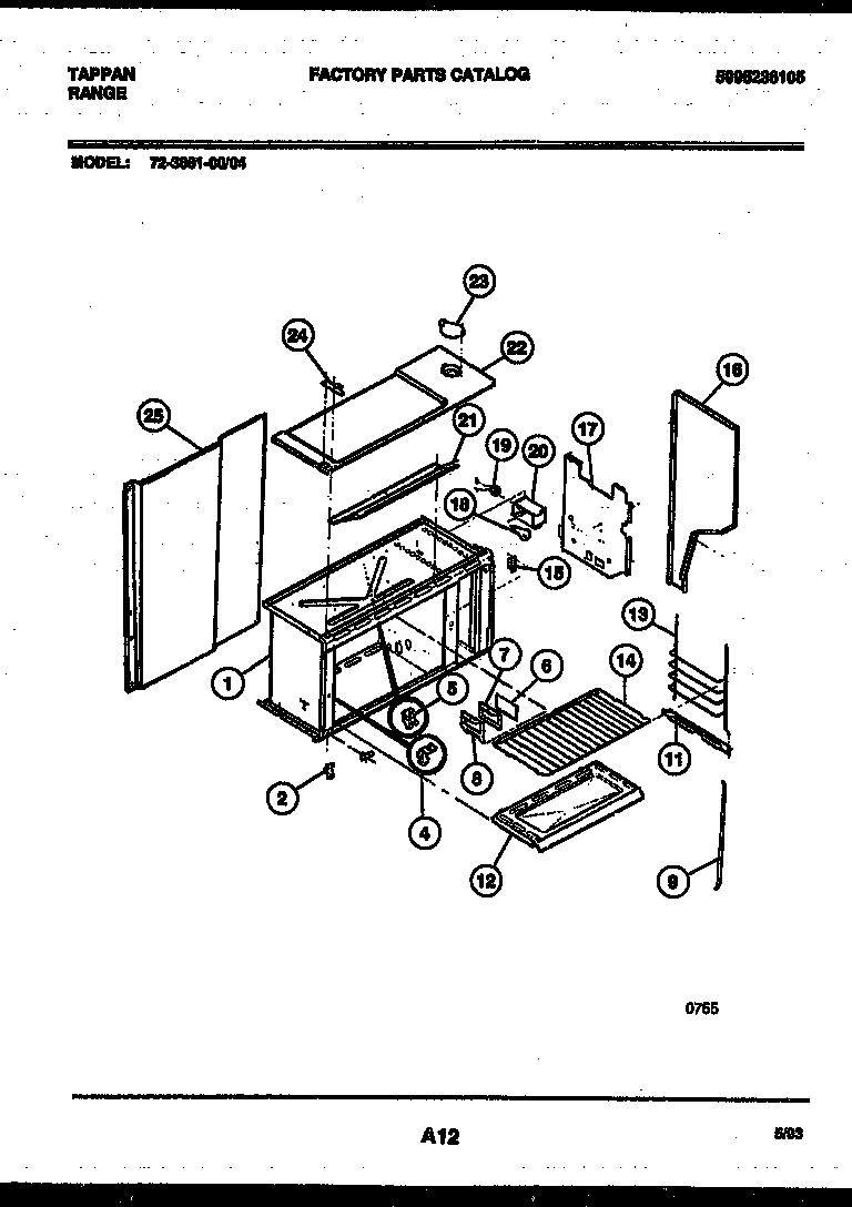 Tappan 72-3651-00-04 upper body parts diagram