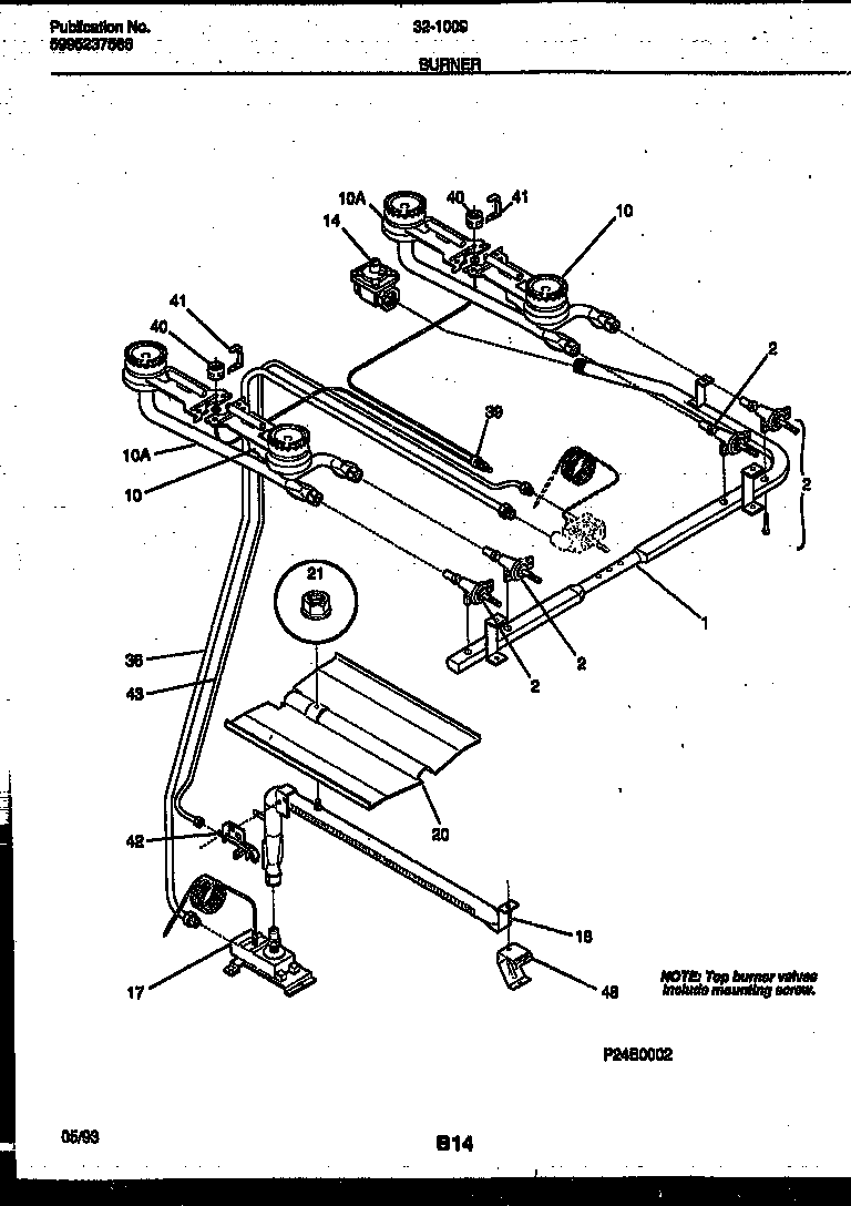 Tappan 32-1009-23-09 burner parts diagram