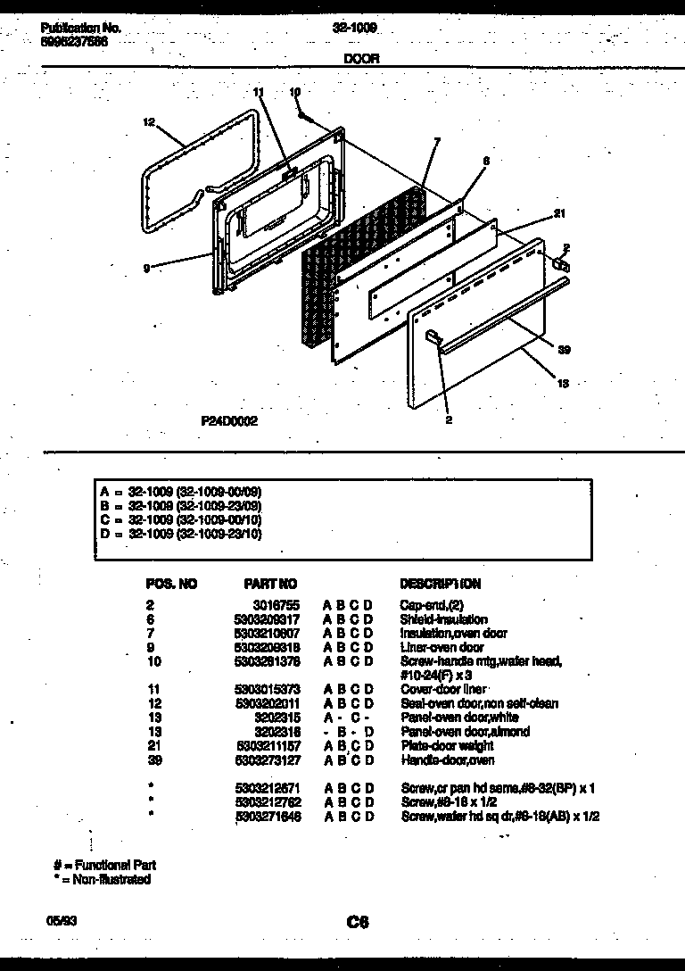 Tappan 32-1009-23-09 door parts diagram