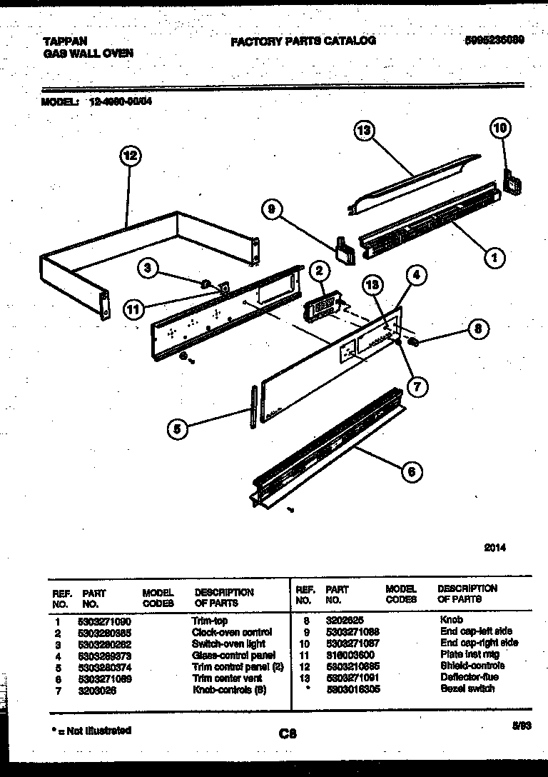 Tappan 12-4990-00-04 control panel diagram