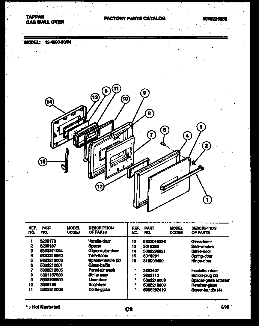 Tappan 12-4990-00-04 door parts diagram