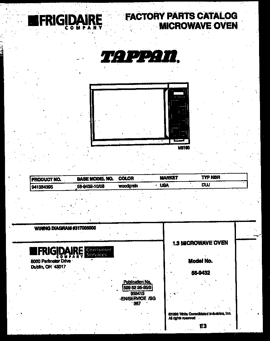 Tappan 56-9432-10-06 front cover diagram