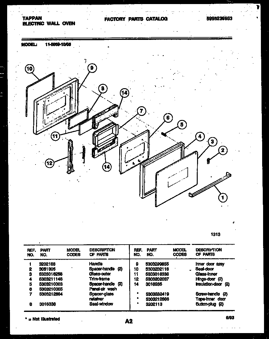 Tappan 11-5969-00-05 door parts diagram