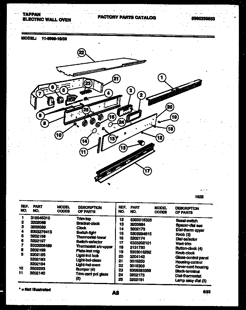Tappan 11-5969-00-05 control panel diagram