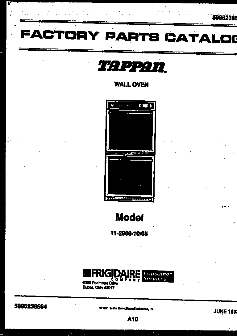 Tappan 11-2969-00-05 cover page- text only diagram