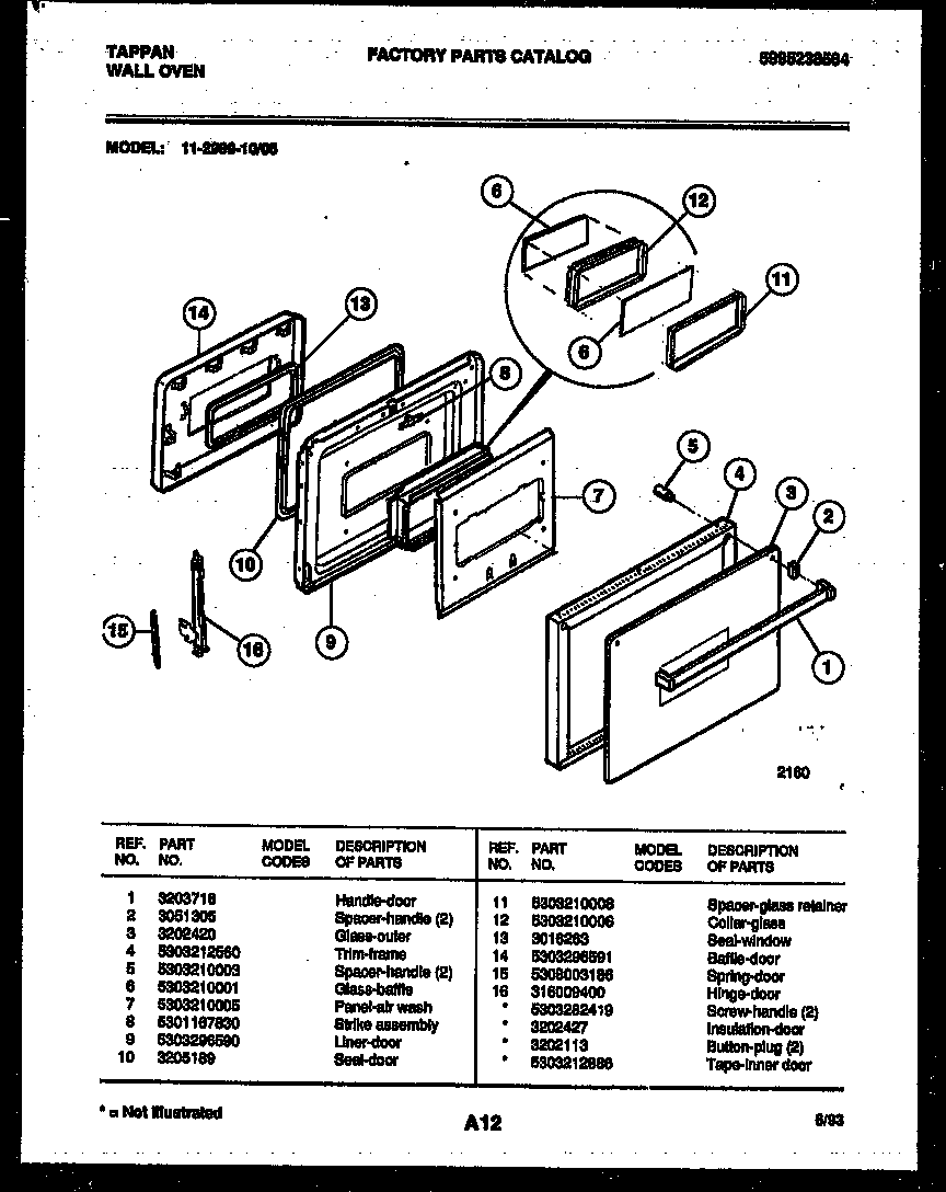 Tappan 11-2969-00-05 door parts diagram