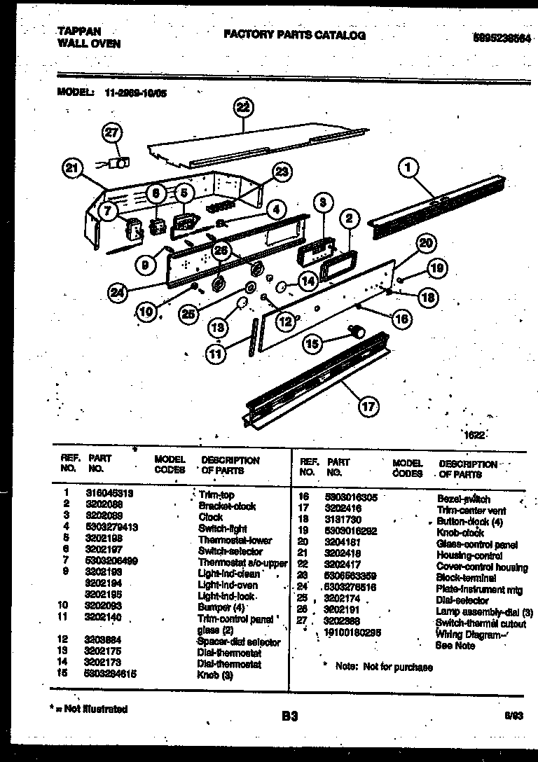 Tappan 11-2969-00-05 control panel diagram
