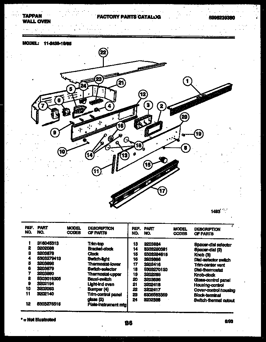 Tappan 11-2439-00-05 control panel diagram