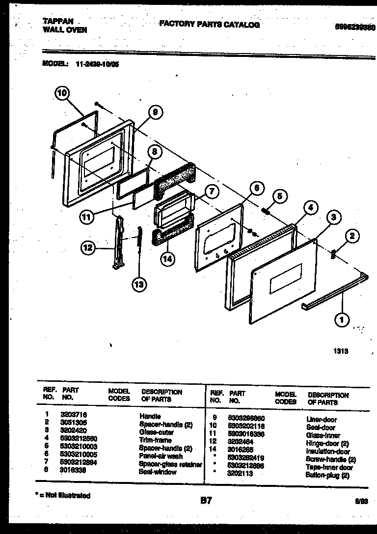 Tappan 11-2439-00-05 door parts diagram