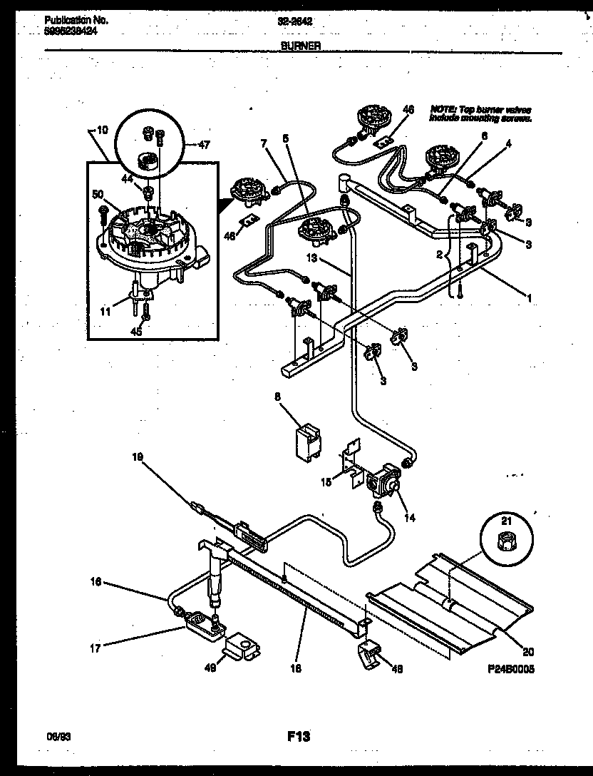 Tappan 32-2642-32-02 burner parts diagram