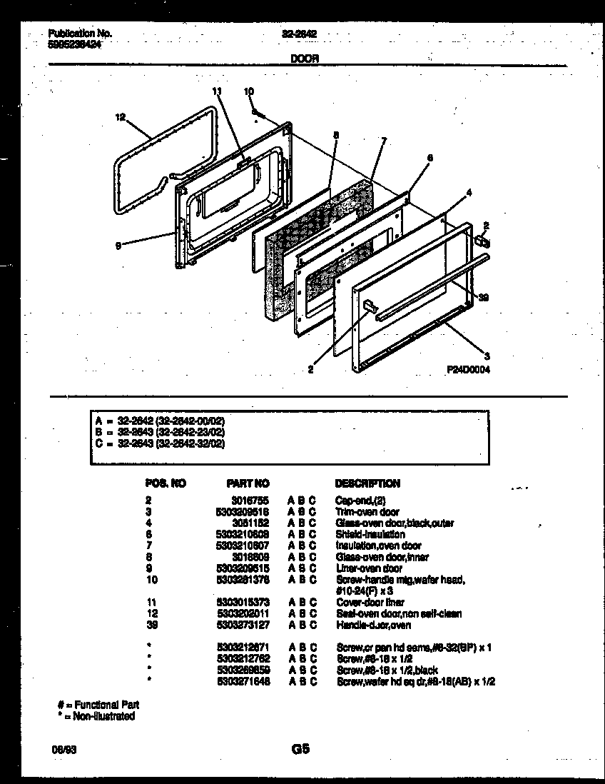 Tappan 32-2642-32-02 door parts diagram
