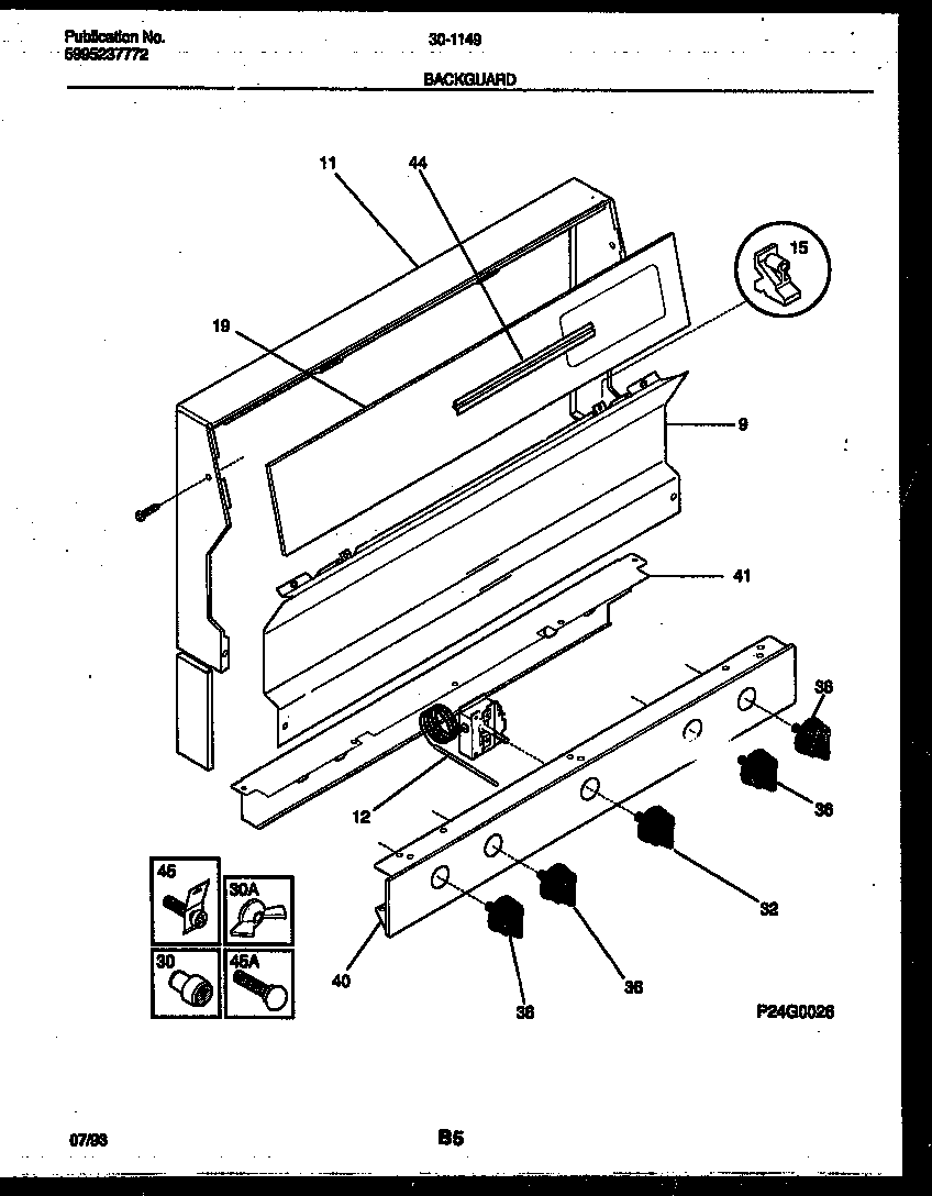 Tappan 30-1149-23-11 backguard diagram