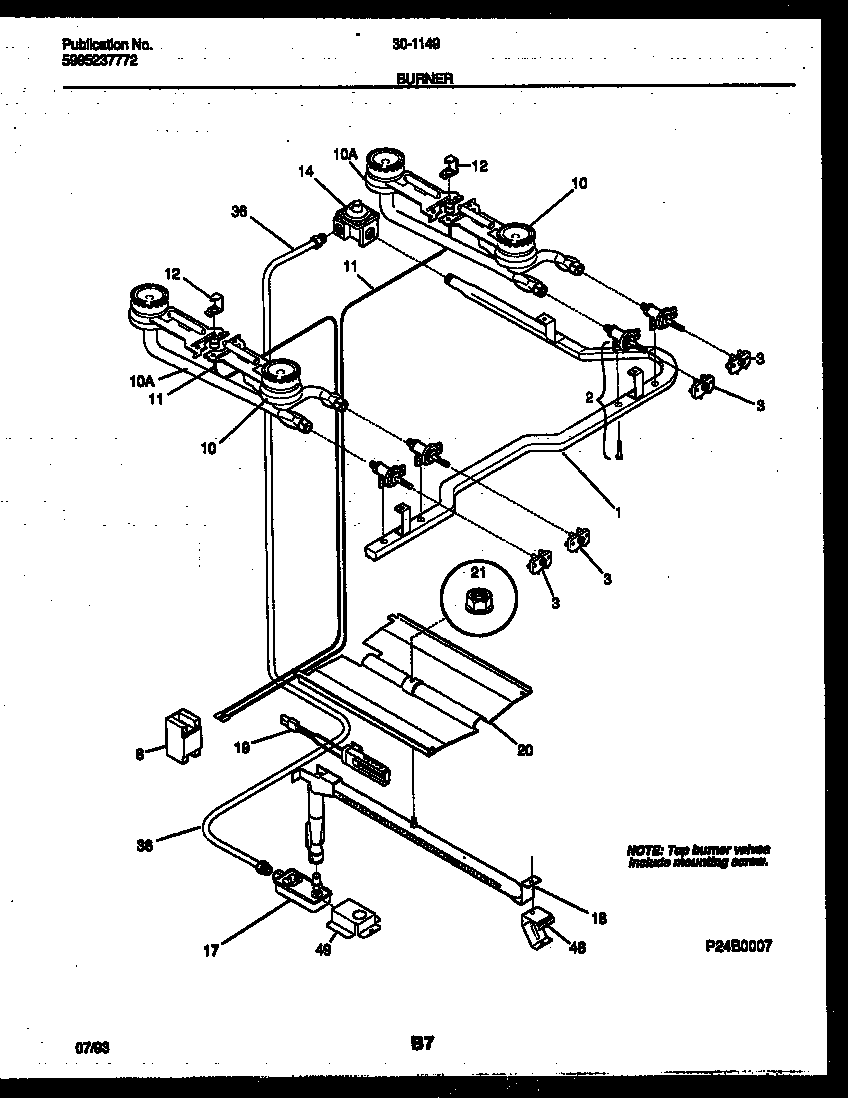 Tappan 30-1149-23-11 burner parts diagram