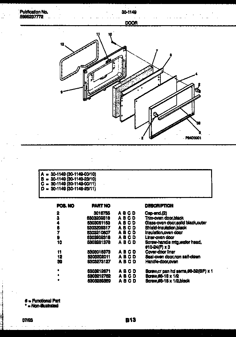Tappan 30-1149-23-11 door parts diagram