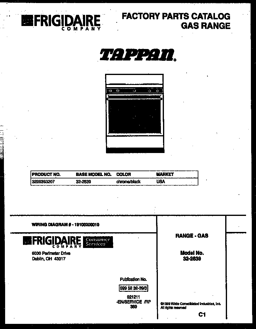 Tappan 32-2639-00-07 cover page diagram