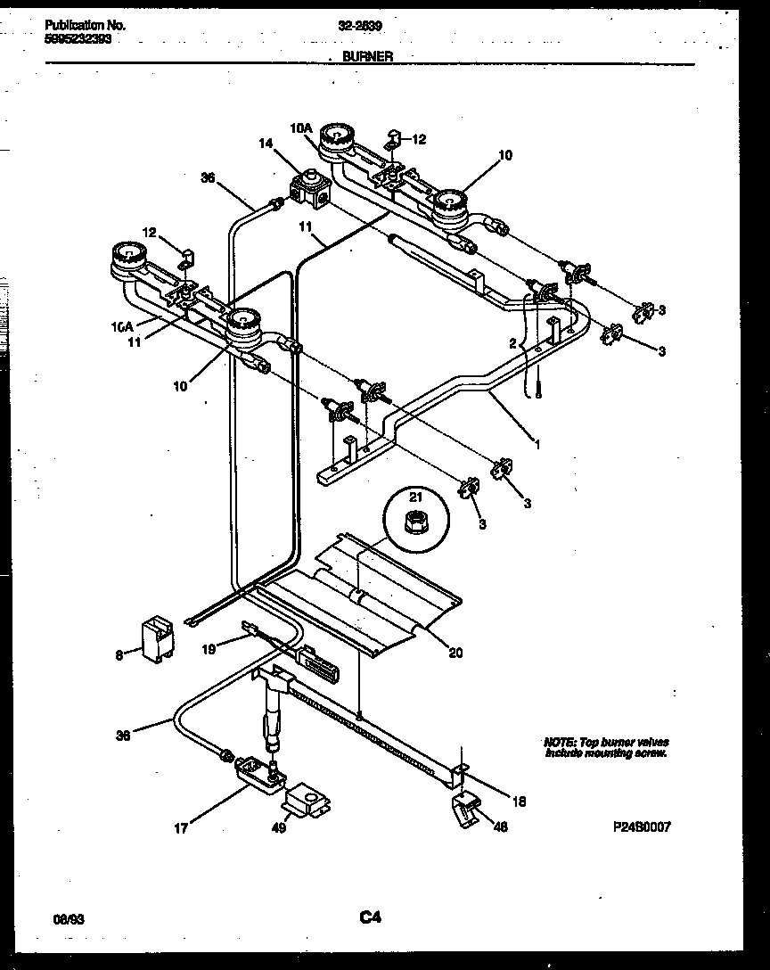Tappan 32-2639-00-07 burner parts diagram