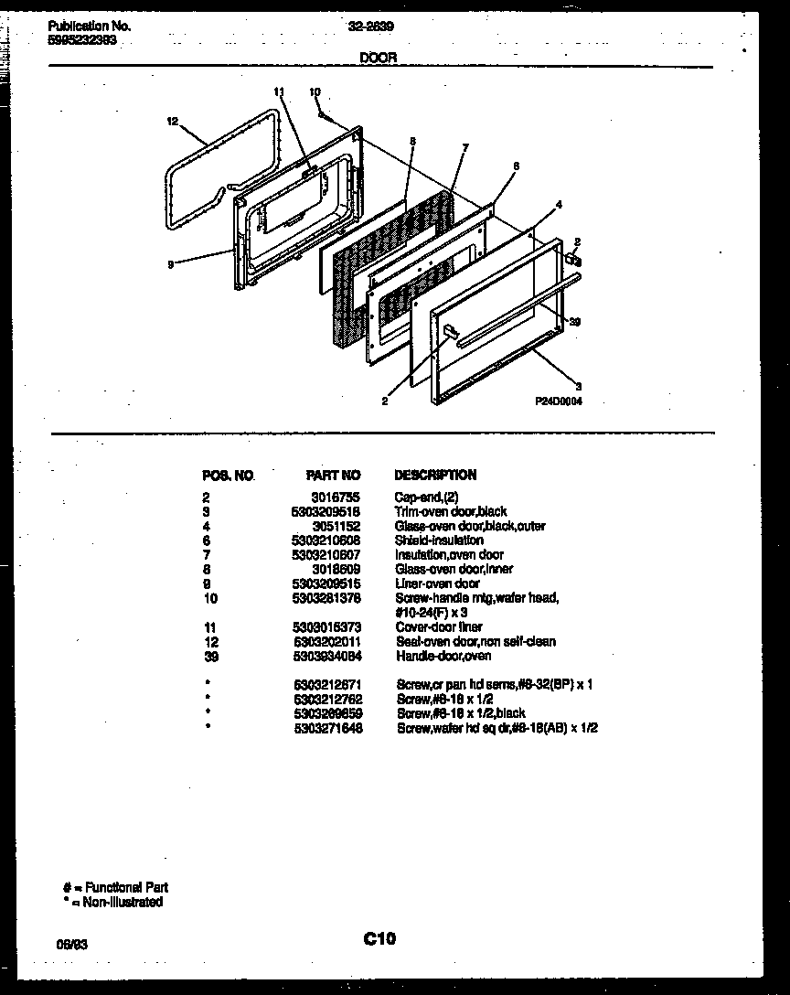 Tappan 32-2639-00-07 door parts diagram