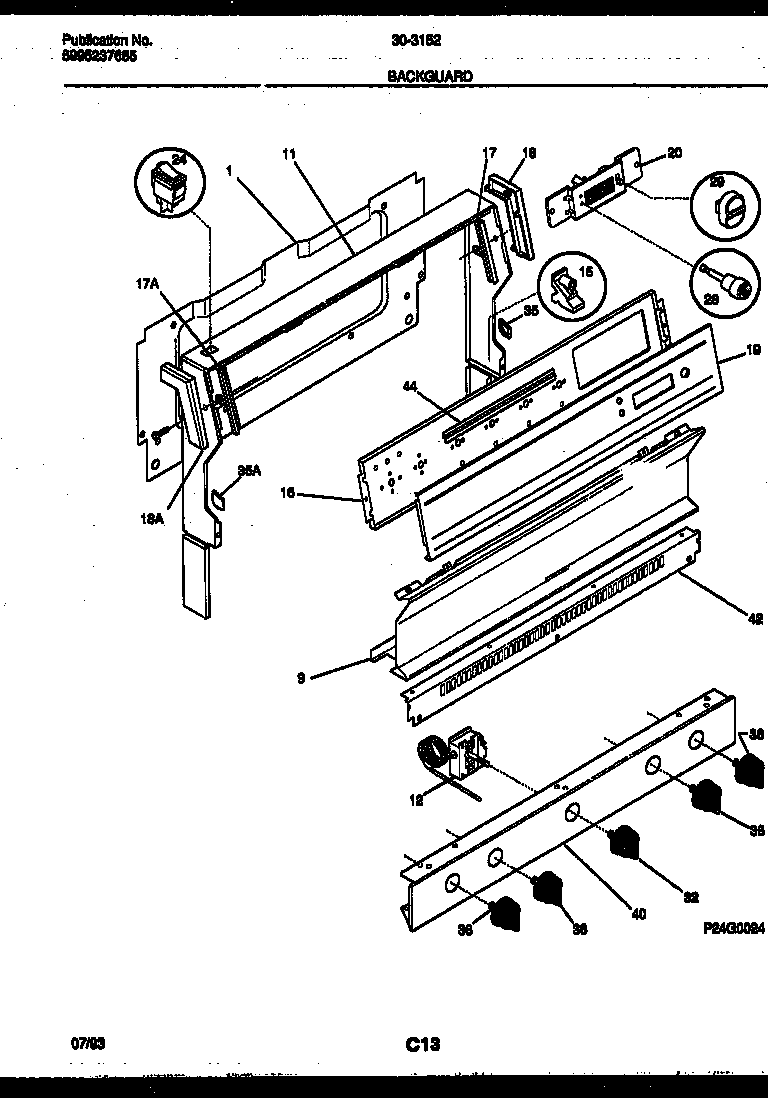 Tappan 30-3152-00-02 backguard diagram