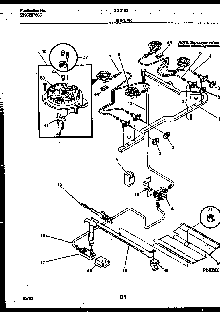 Tappan 30-3152-00-02 burner parts diagram