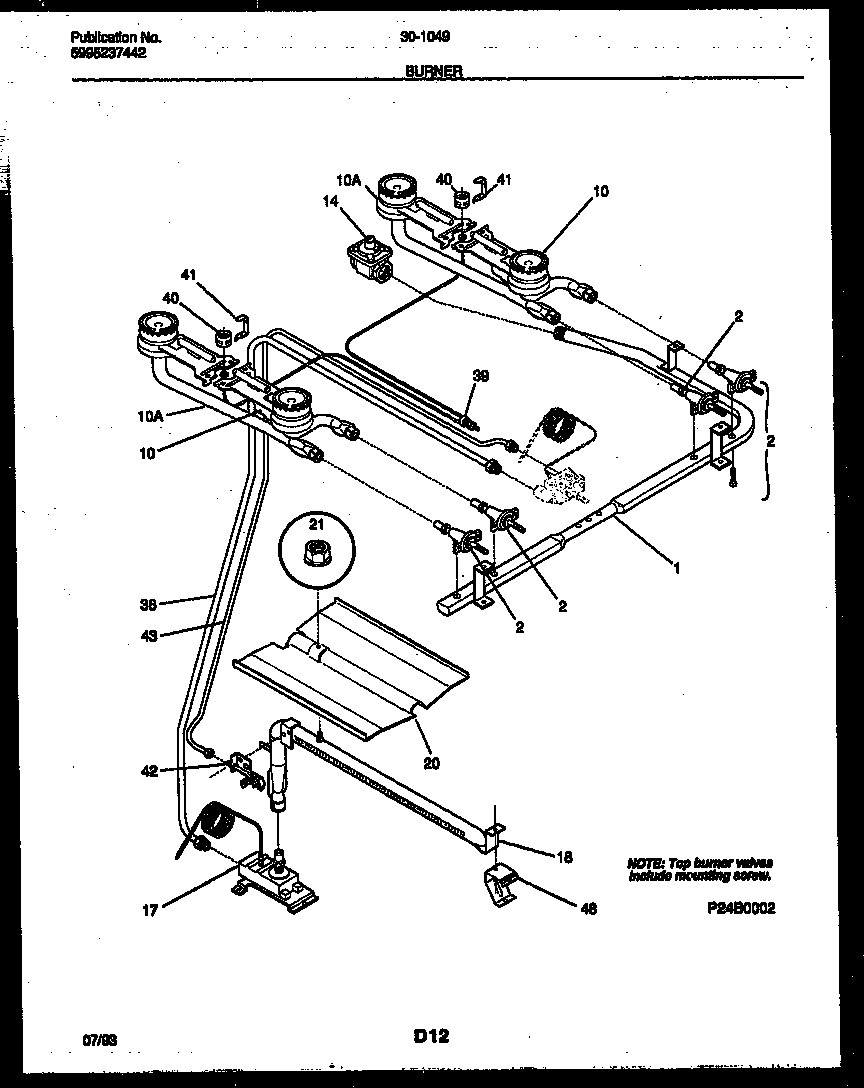 Tappan 30-1049-23-09 burner parts diagram
