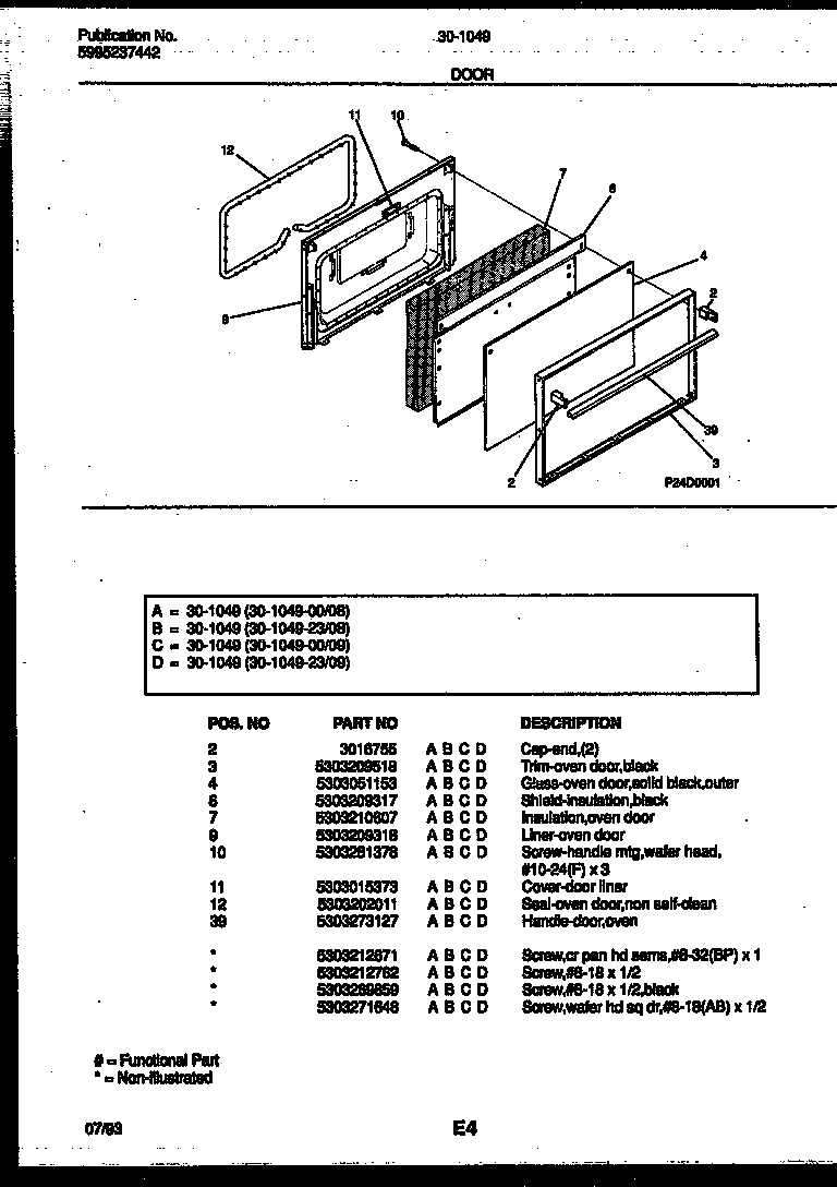 Tappan 30-1049-23-09 door parts diagram