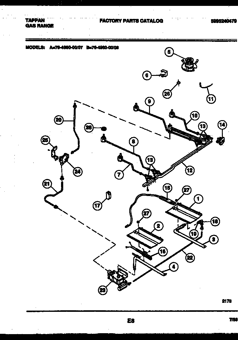 Tappan 76-4960-00-08 burner parts diagram