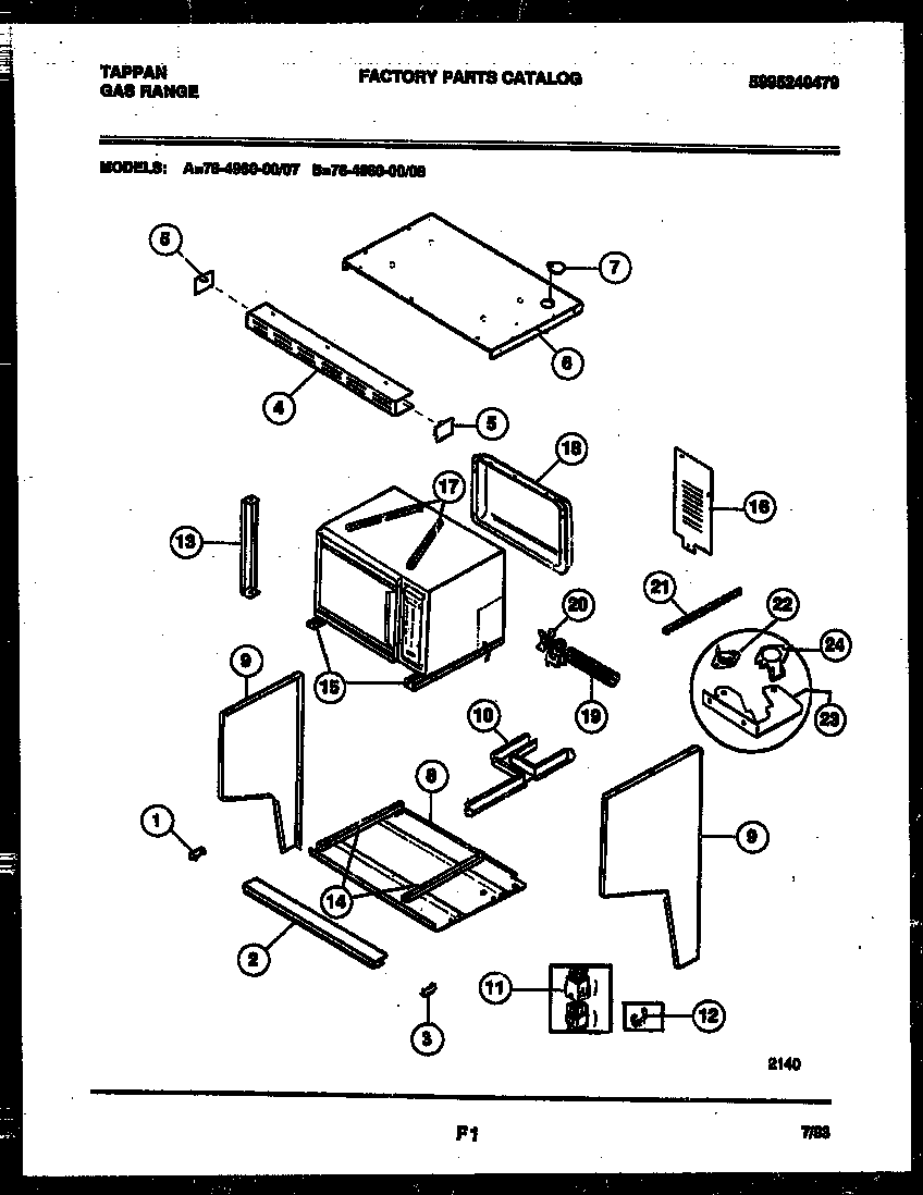 Tappan 76-4960-00-08 upper body parts diagram