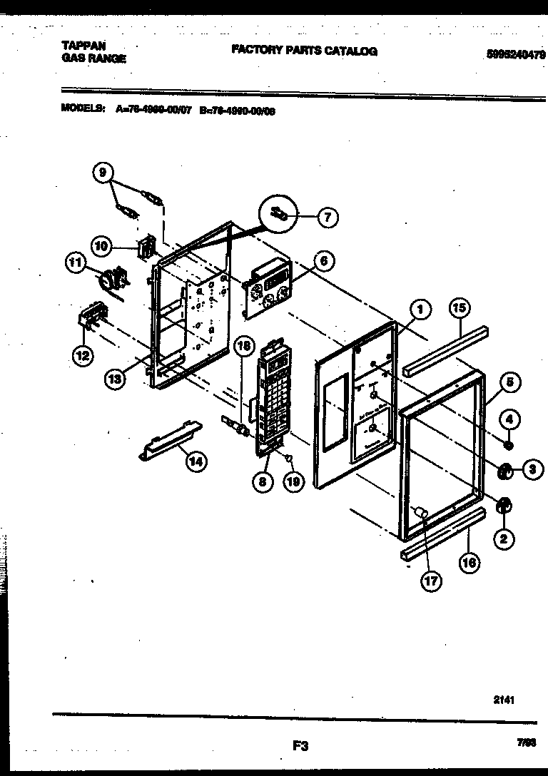 Tappan 76-4960-00-08 control panel diagram