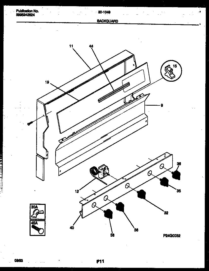 Tappan 30-1049-23-10 backguard diagram