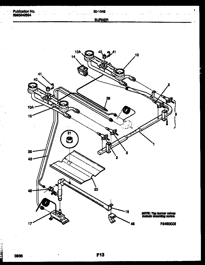 Tappan 30-1049-23-10 burner parts diagram