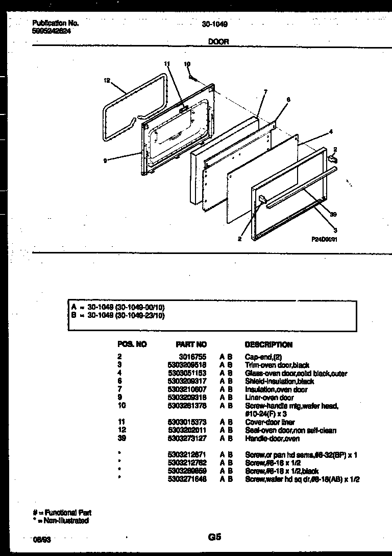 Tappan 30-1049-23-10 door parts diagram