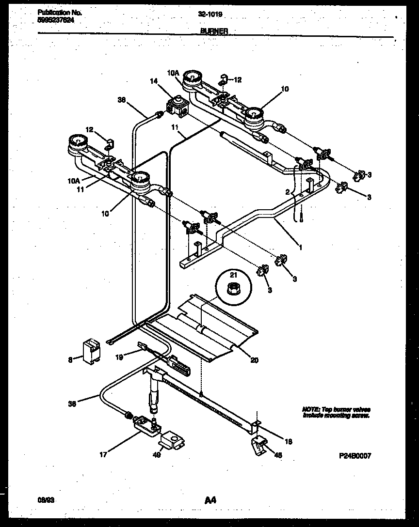 Tappan 32-1019-00-11 burner parts diagram