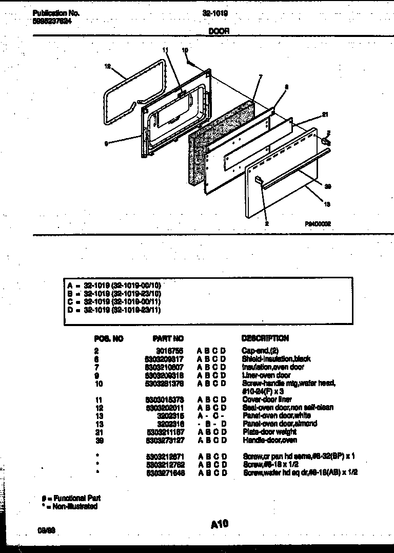 Tappan 32-1019-00-11 door parts diagram