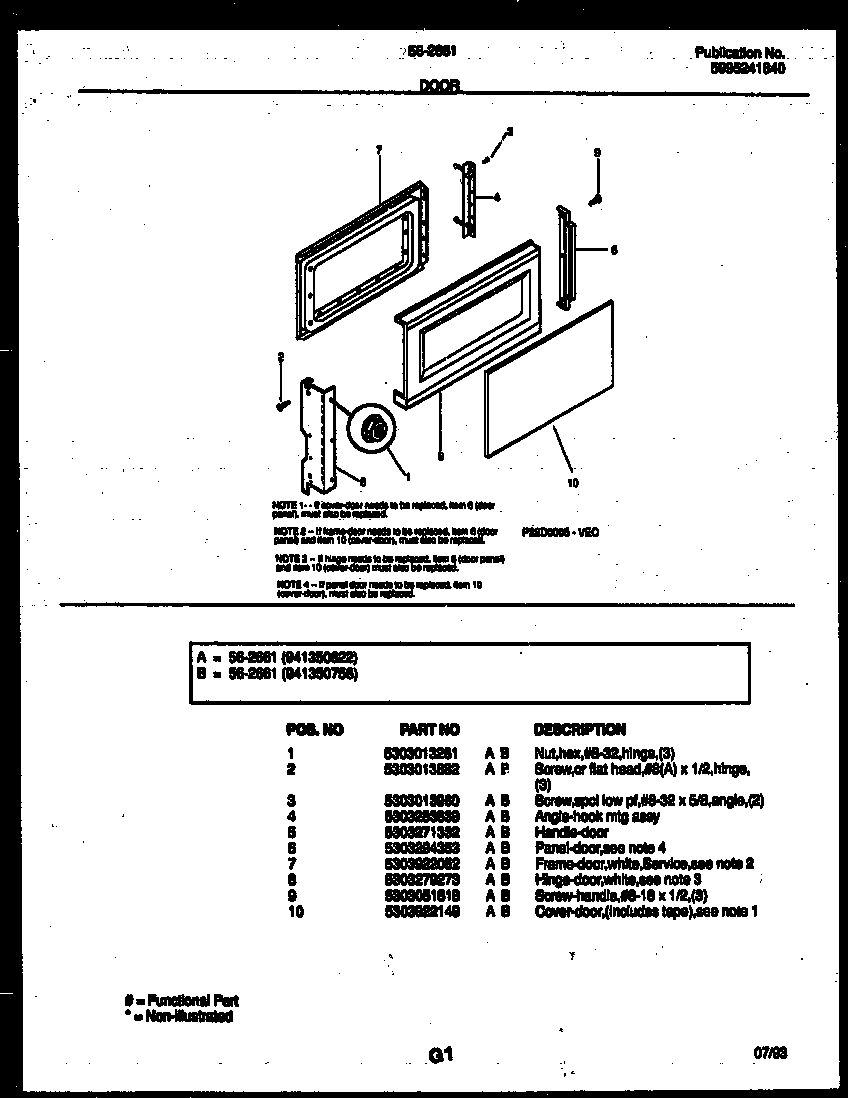 Tappan 56-2661-10-04 door parts diagram