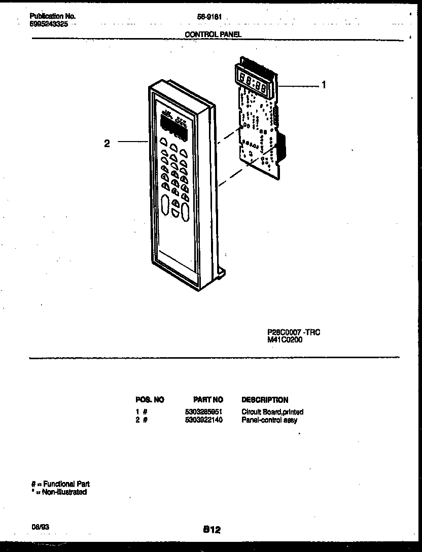 Tappan 56-9181-10-04 control panel diagram