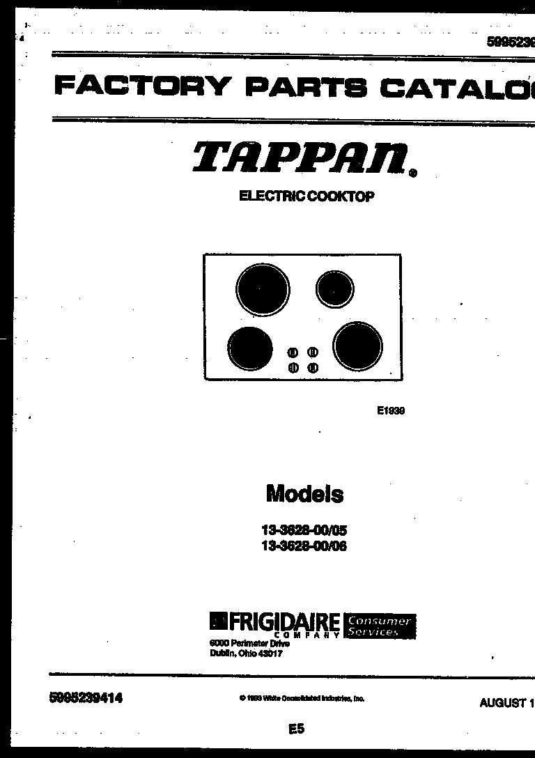 Tappan 13-3628-23-05 cover diagram