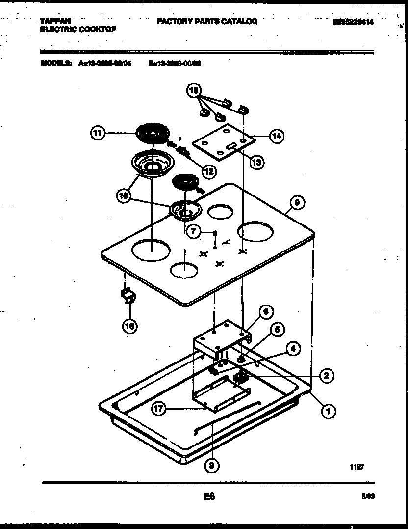 Tappan 13-3628-23-05 electric smooth top diagram