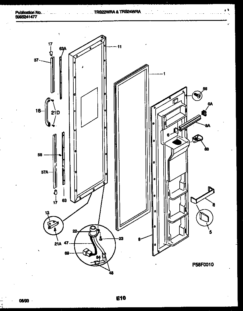 Tappan TRS22WRAD0 freezer door parts diagram