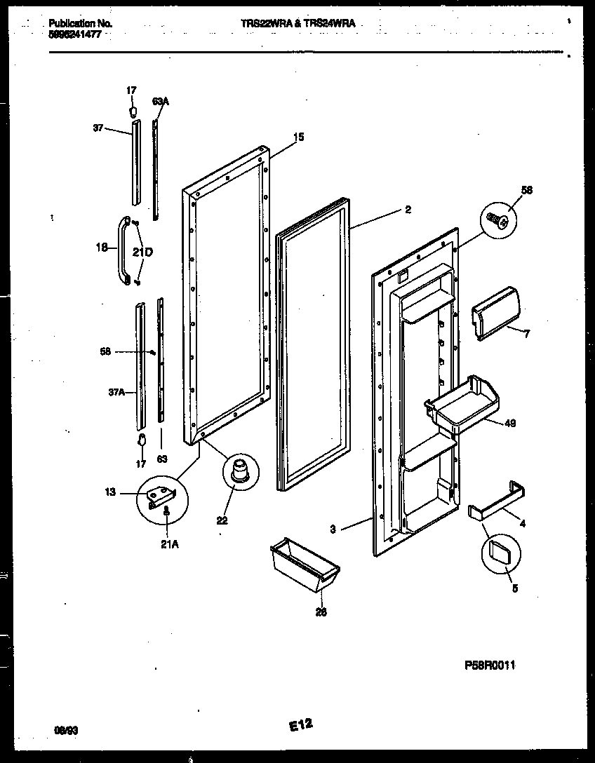 Tappan TRS22WRAD0 refrigerator door parts diagram
