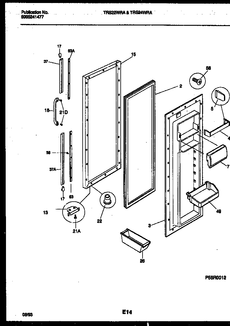 Tappan TRS22WRAD0 refrigerator door parts diagram