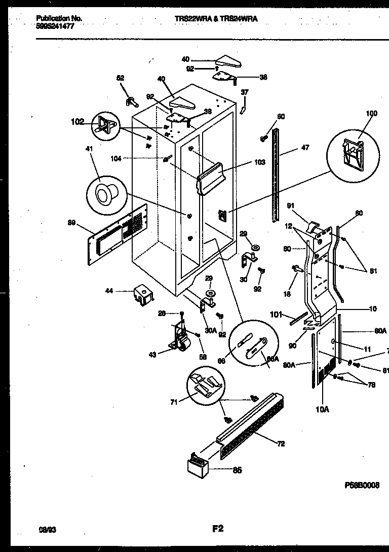 Tappan TRS22WRAD0 cabinet parts diagram