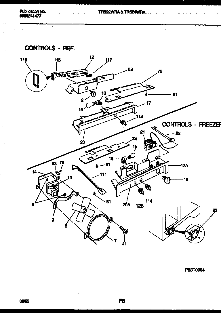 Tappan TRS22WRAD0 refrigerator control assembly, damper control assembly and f diagram