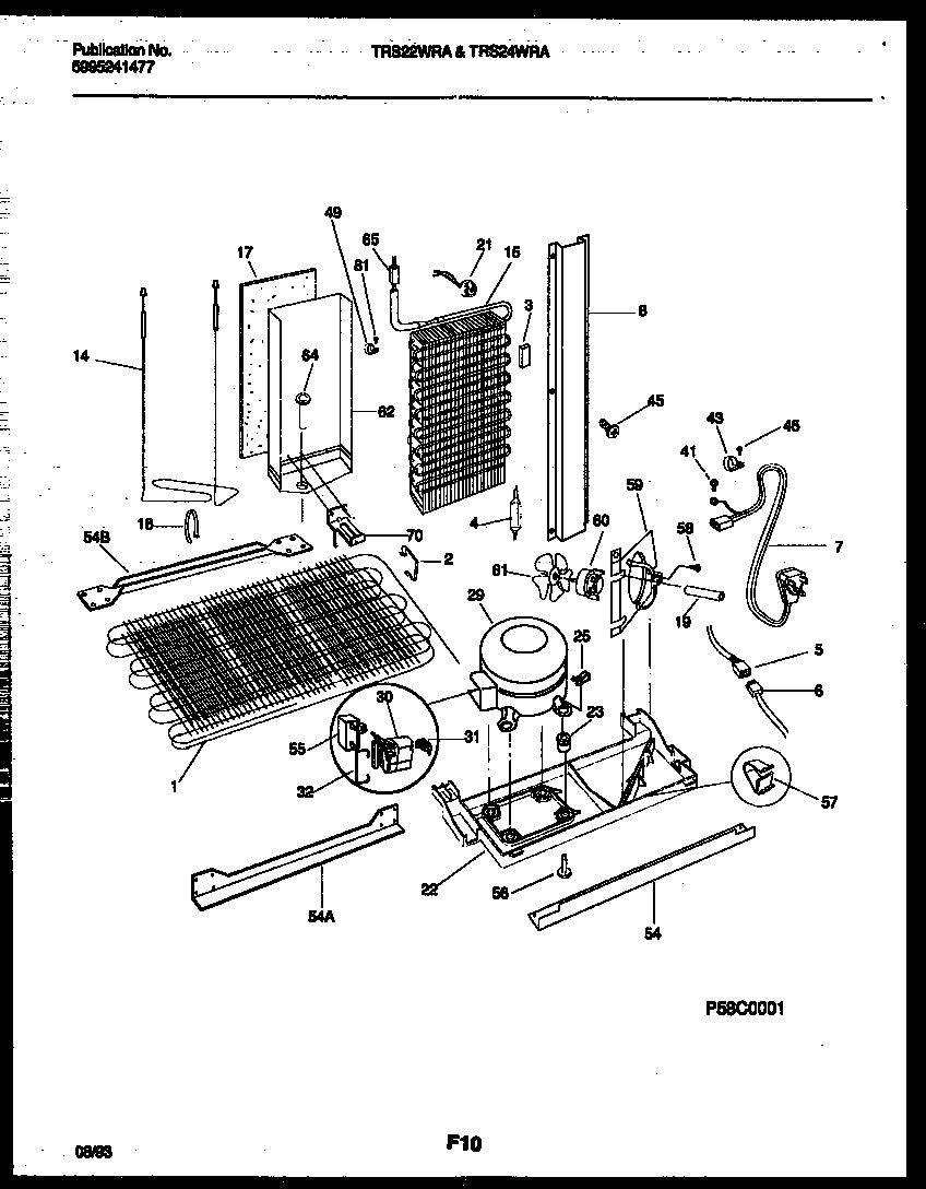 Tappan TRS22WRAD0 system and automatic defrost parts diagram