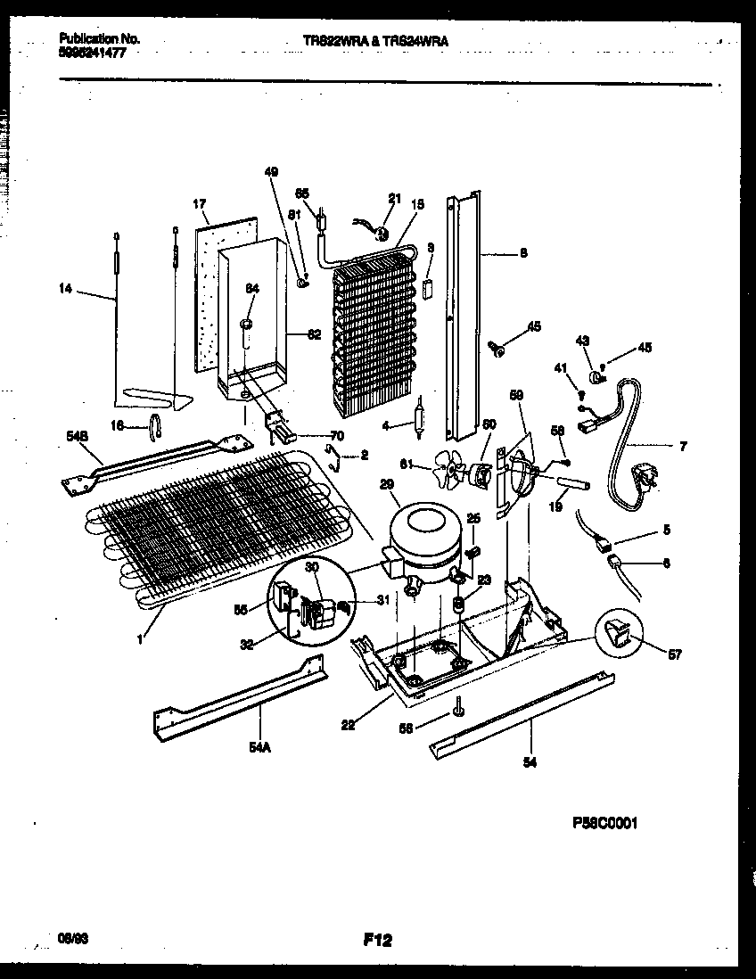 Tappan TRS22WRAD0 system and automatic defrost parts diagram