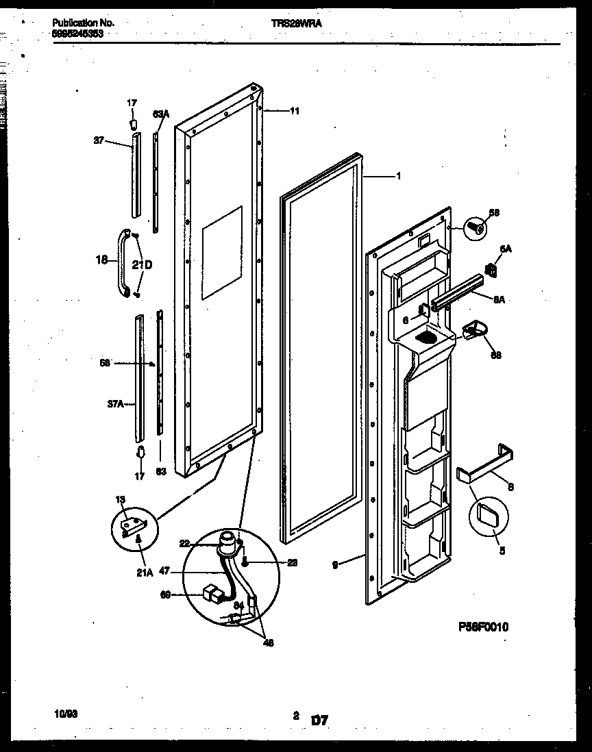 Tappan TRS26WRAD0 freezer door parts diagram