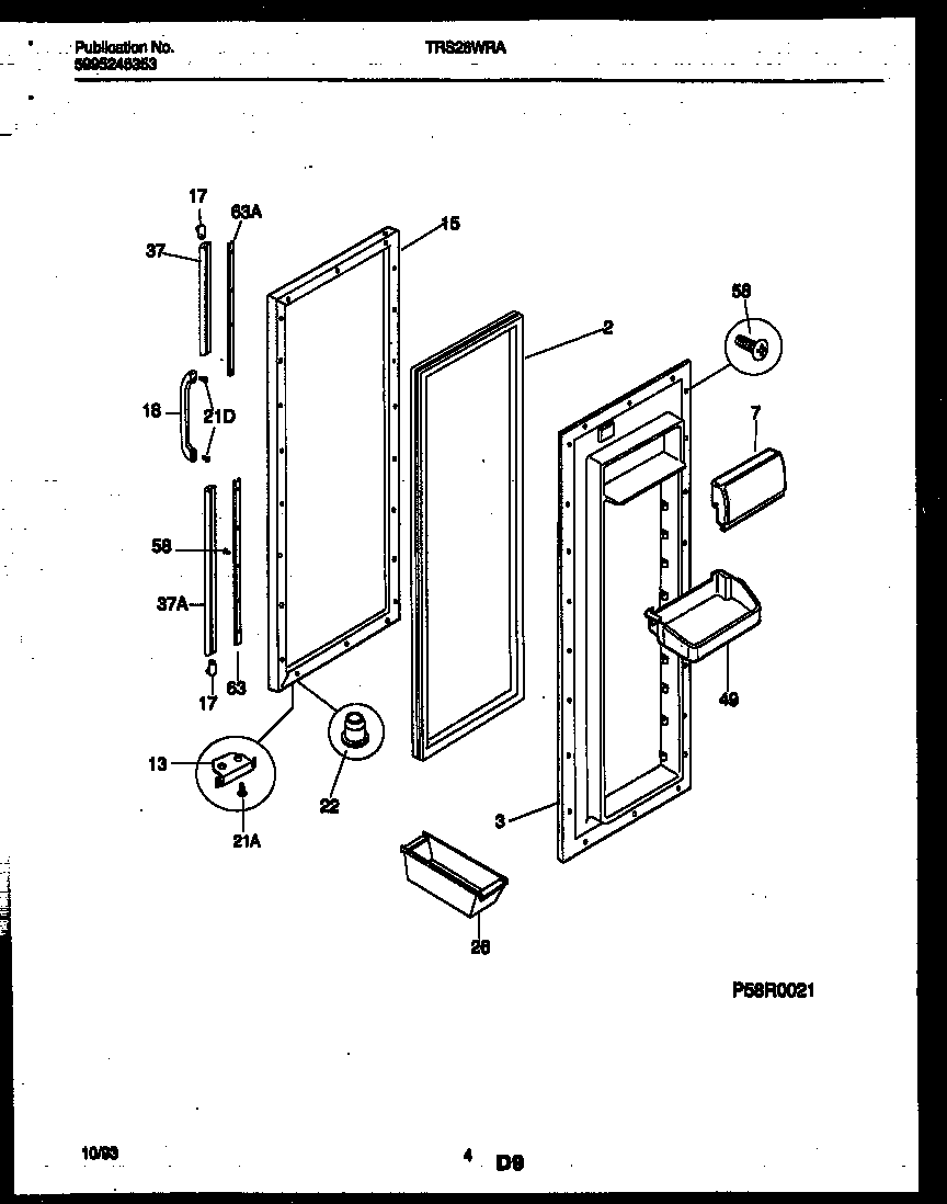 Tappan TRS26WRAD0 refrigerator door parts diagram