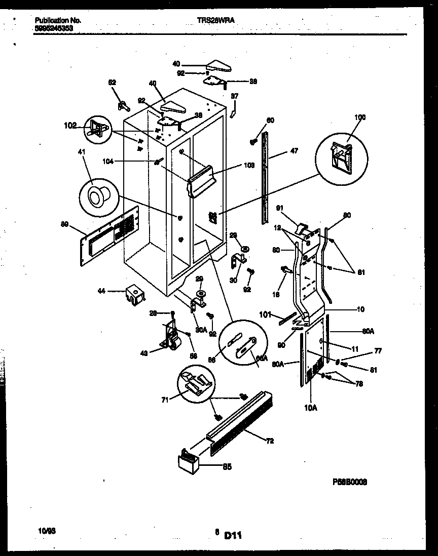 Tappan TRS26WRAD0 cabinet parts diagram