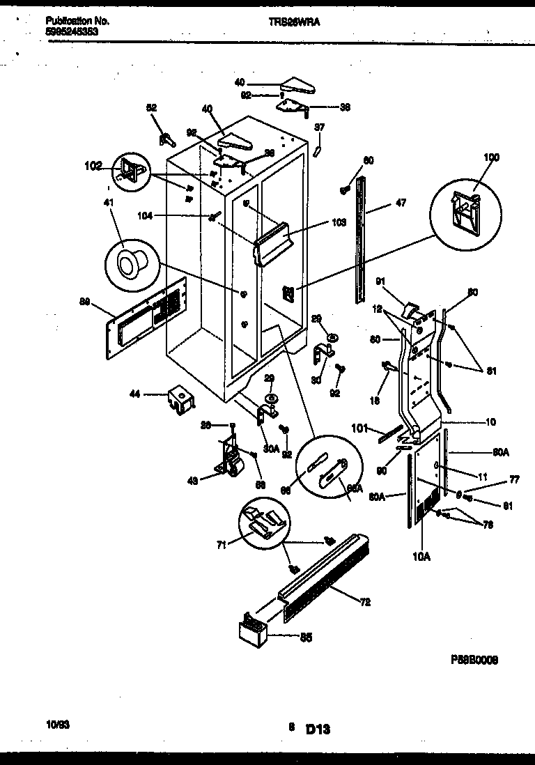 Tappan TRS26WRAD0 cabinet parts diagram
