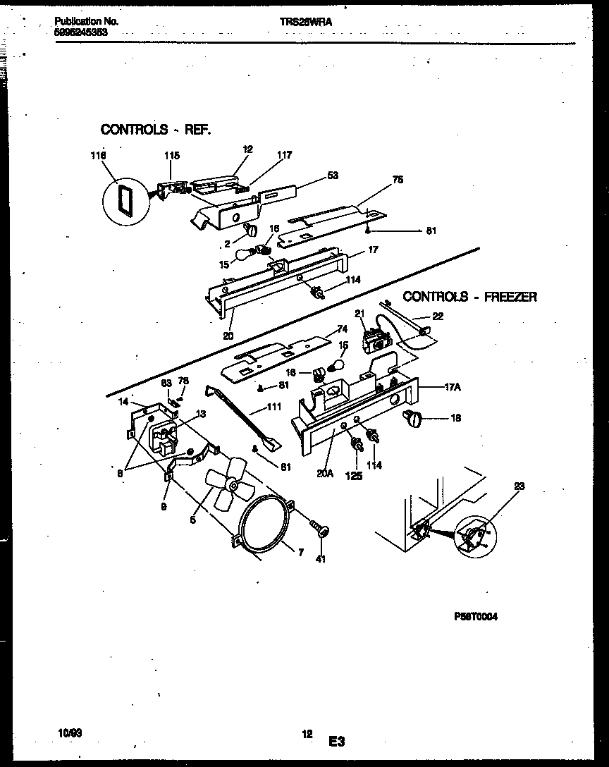 Tappan TRS26WRAD0 refrigerator control assembly, damper control assembly and f diagram